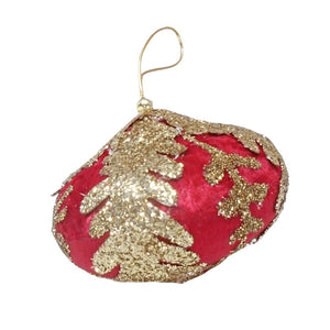 10cm Red Velvet Onion Ornament with Gold Leaf Detailing - Set of 4 - ironyhome