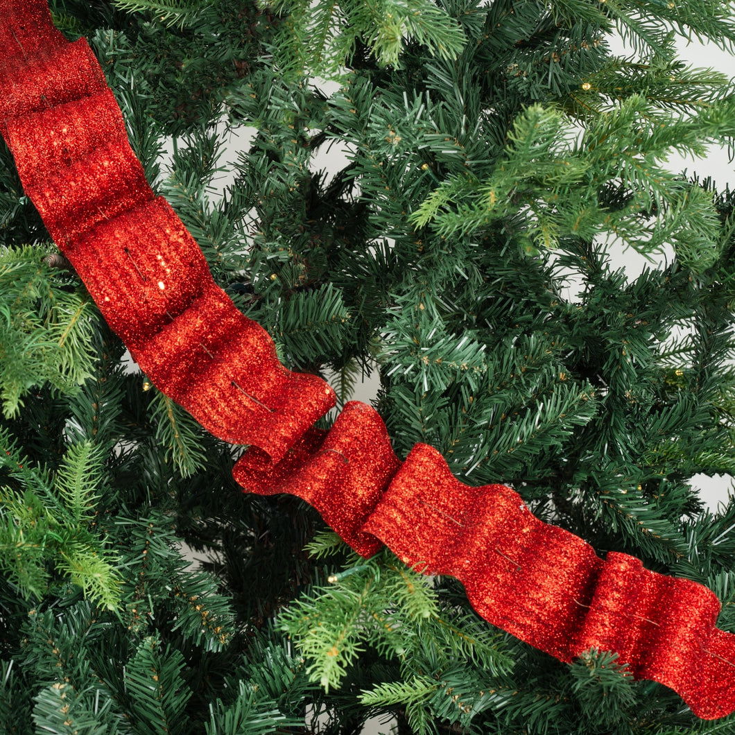 2 in 1 Large Glitter Ribbon Garland - Red - ironyhome
