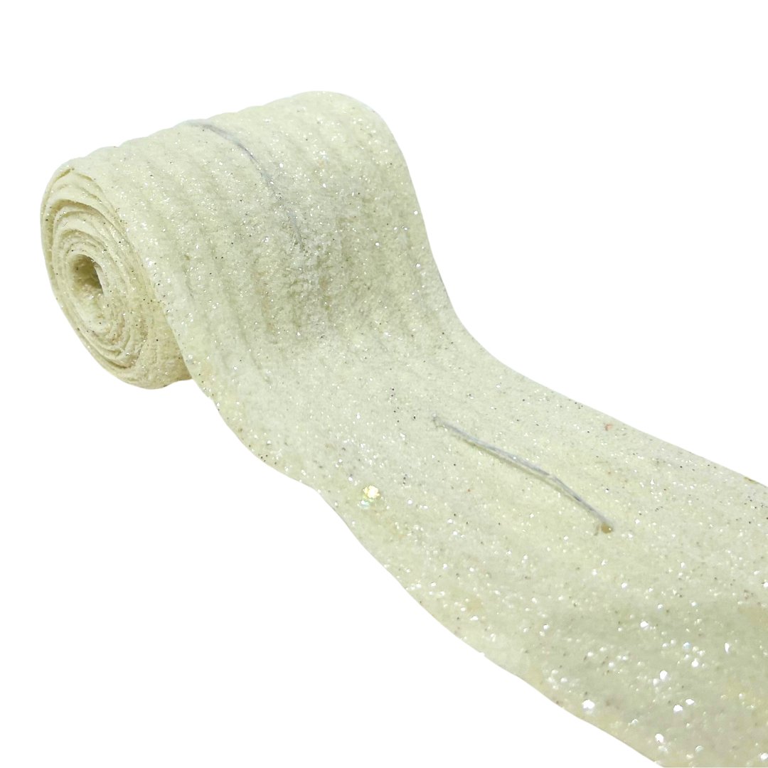 Glitter Tree Ribbon White