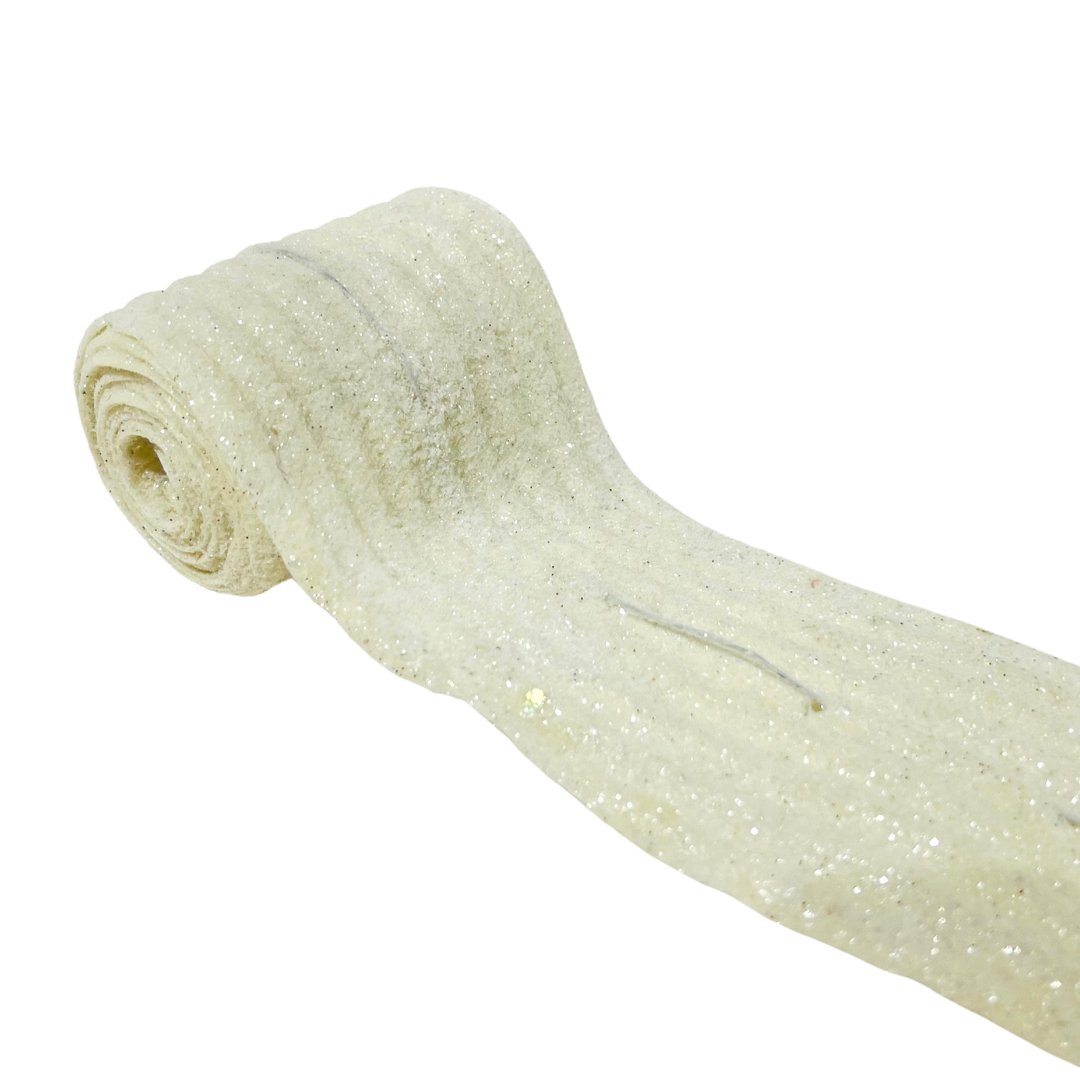 Glitter Tree Ribbon White