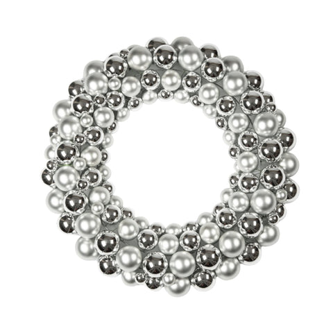 24" Silver Bauble Wreath - ironyhome