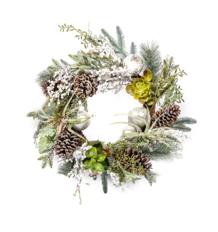26" Festive Wreath with Pinecones and Frosted Berries and Sprays - ironyhome