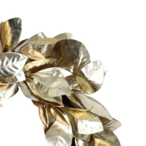 28" Gold & Champagne Magnolia Leaf Wreath - ironyhome