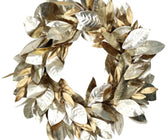 28" Gold & Champagne Magnolia Leaf Wreath - ironyhome