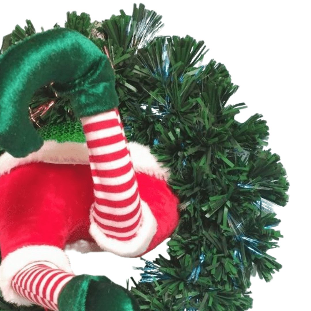 35" Festive Elf LED Wreath