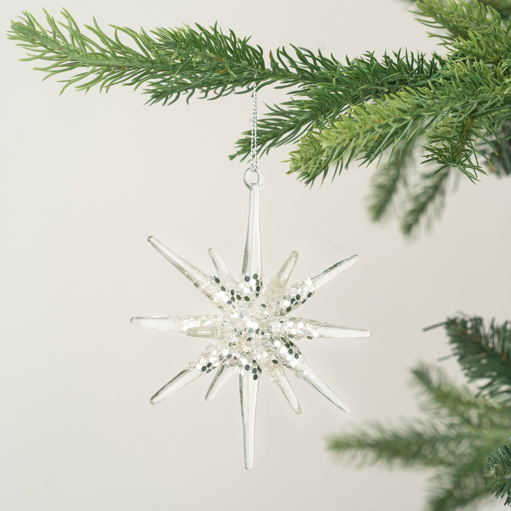 3D Meteor Star Ornament with Silver Glitter - Irony Home