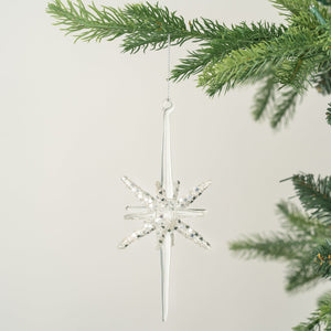 3D Meteor Star Ornament with Silver/White Glitter - ironyhome
