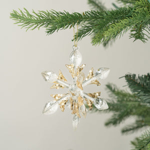 3D Snowflake Ornament with Gold Glitter - ironyhome