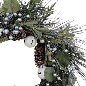 22" Pinecone & Silver Bell Wreath