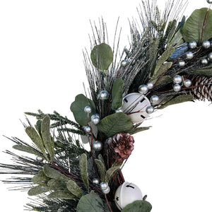 22" Pinecone & Silver Bell Wreath