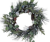 55cm Pinecone & Silver Bell Candle Ring Wreath - ironyhome