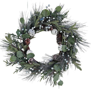 22" Pinecone & Silver Bell Wreath