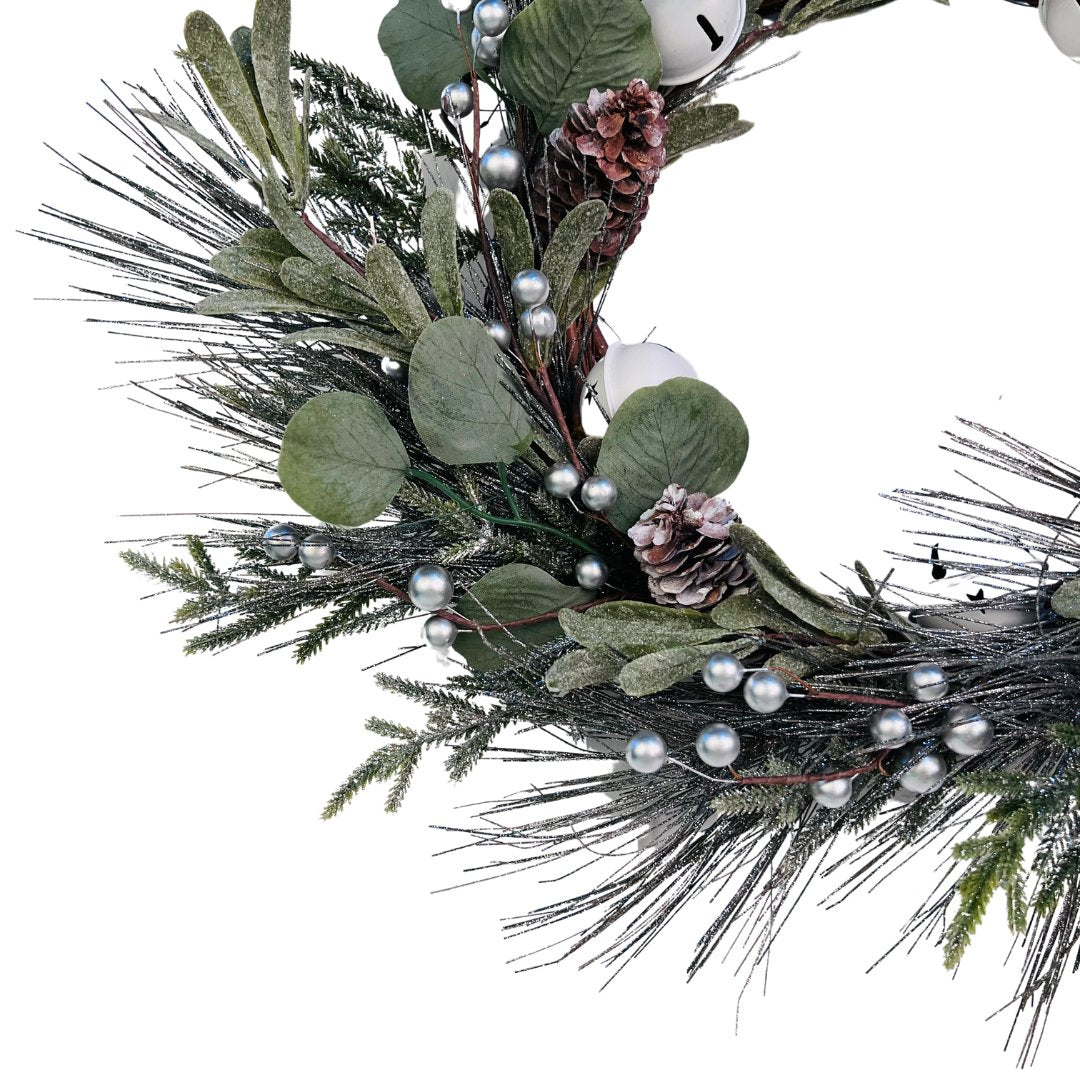 22" Pinecone & Silver Bell Wreath