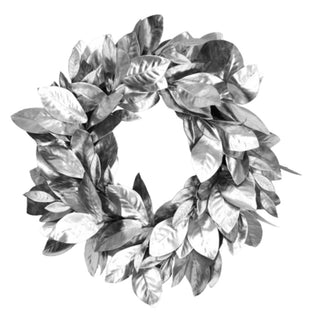 66cm Silver Magnolia Leaf Wreath - ironyhome