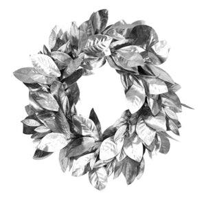 26" Silver Magnolia Leaf Wreath