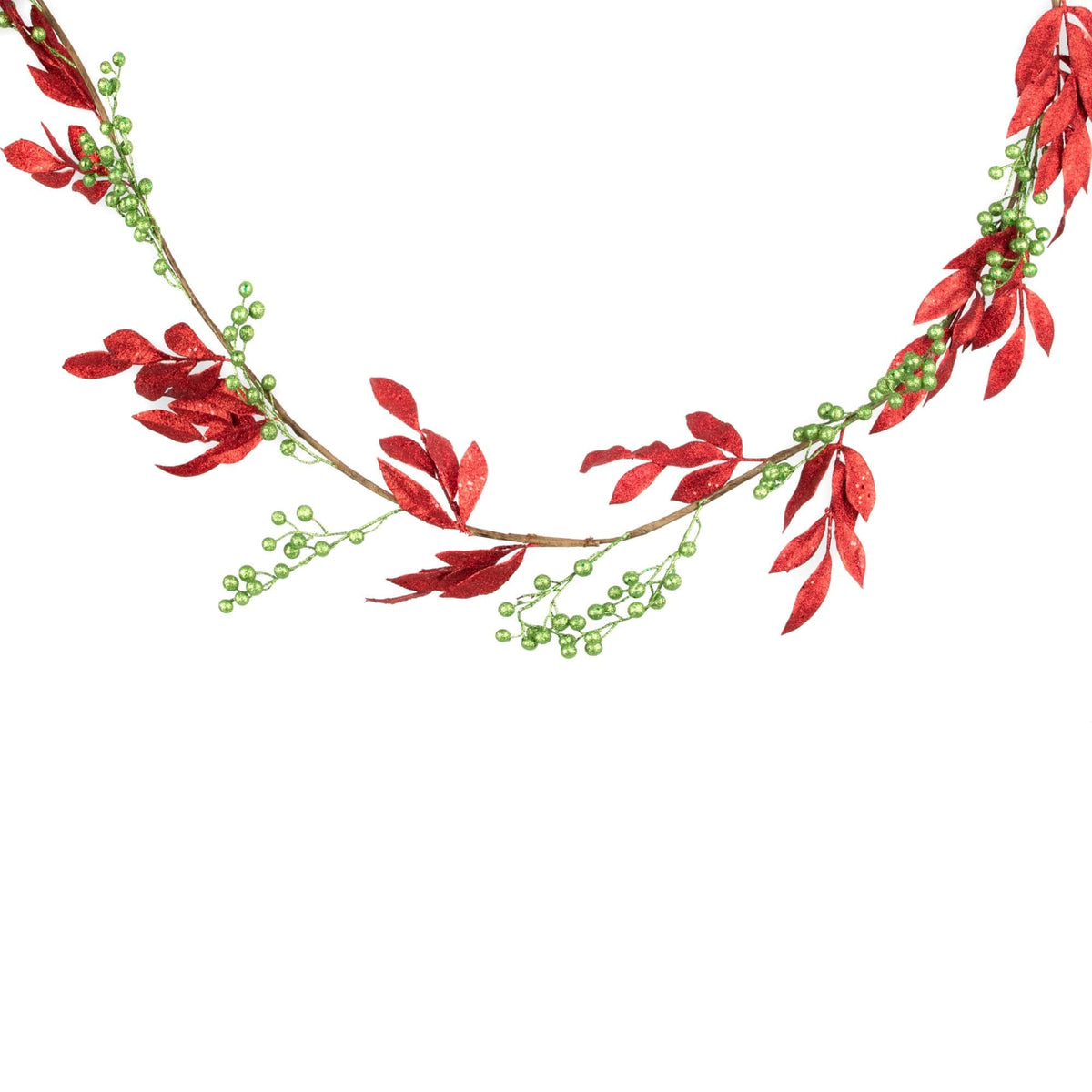 6FT Red Festive Leaves Garland