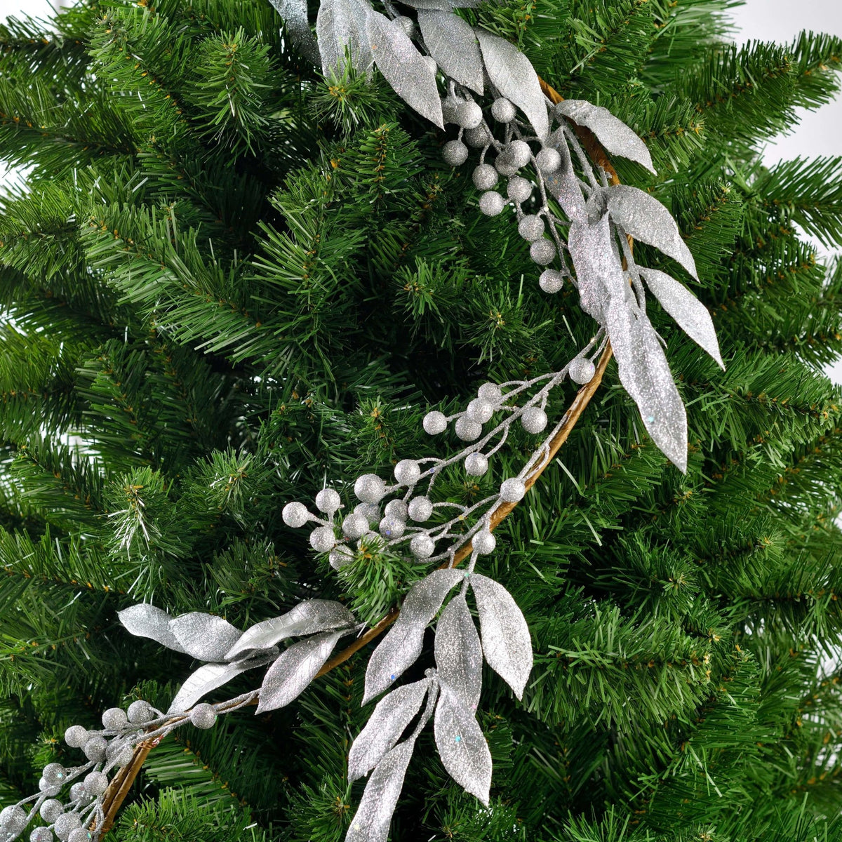 6FT Silver Festive Leaves Garland