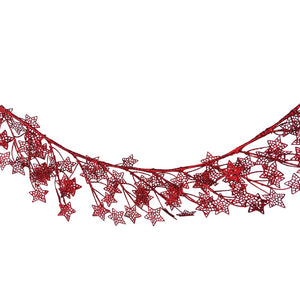 6FT Star Garland with Red Glitter - Set of 4 - ironyhome