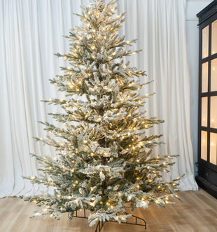 7FT Pre-Lit Mixed Frosted Fraser Fir Tree with LED lights & Wheels - ironyhome