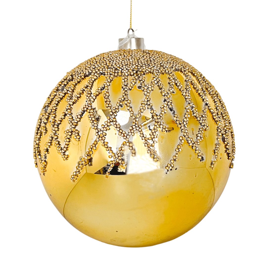 8" Radiant Gold Glitter Ball Ornament