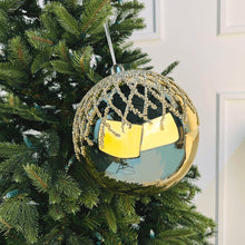 8" Radiant Gold Glitter Ball Ornament - Set of 4 - ironyhome