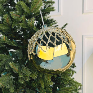 8" Radiant Gold Glitter Ball Ornament - Set of 4 - ironyhome