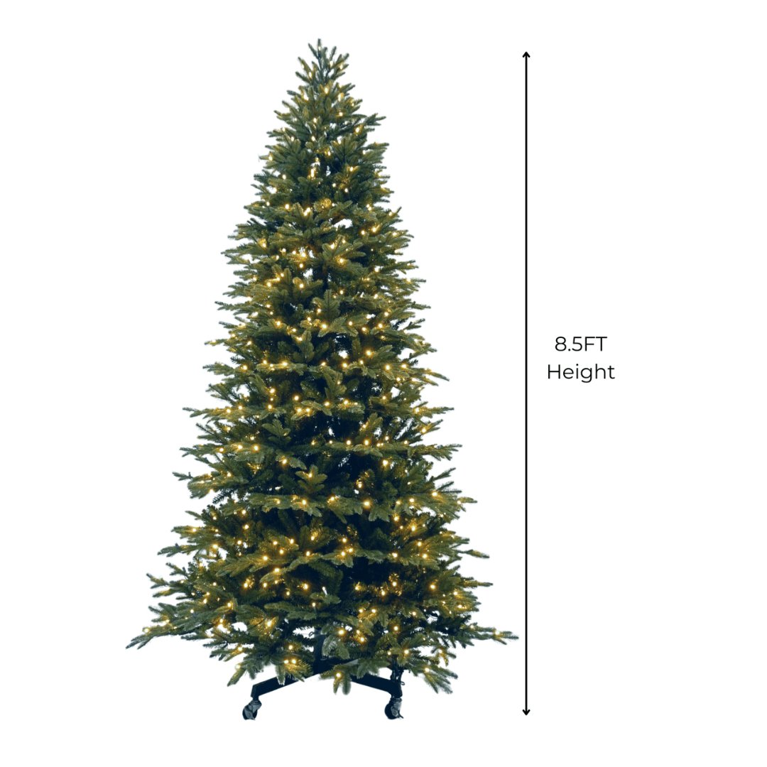 8.5FT Pre-Lit Fraser Medium Fir Tree with LED lights & Wheels