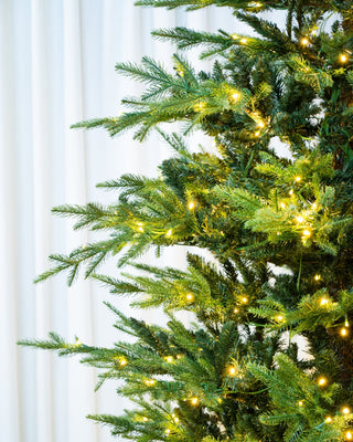 8FT Pre-Lit Green Mixed Christmas Tree with Wheels - ironyhome