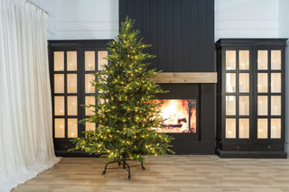 8FT Pre-Lit Green Mixed Christmas Tree with Wheels - ironyhome