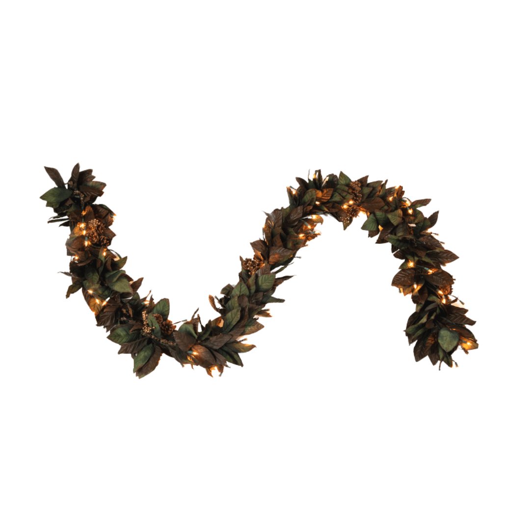 9FT Pre-lit Magnolia Festive Garland