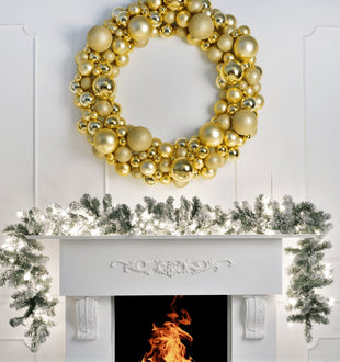9x14 Pre-lit Olympia Flocked Garland - ironyhome
