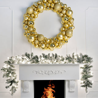 9x14 Pre-lit Olympia Flocked Garland - ironyhome