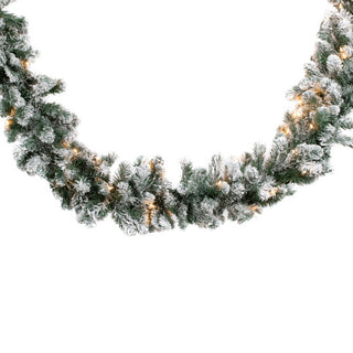 9x14 Pre-lit Olympia Flocked Garland - ironyhome