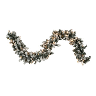 9x14 Pre-lit Olympia Flocked Garland - ironyhome