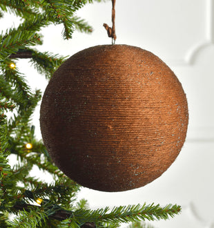 Abaca Brown Festive Ball Ornament - ironyhome