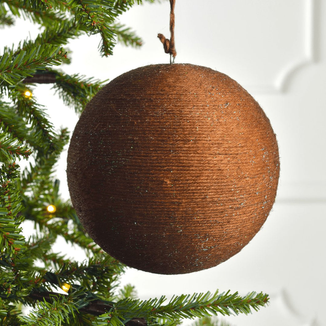 Abaca Brown Festive Ball Ornament - ironyhome