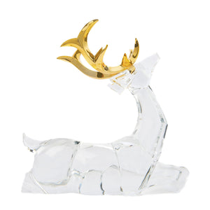 Acrylic Seated Reindeer with Gold Horn - ironyhome