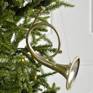 Ancient Silver Christmas Horn Ornament - Set of 4 - ironyhome