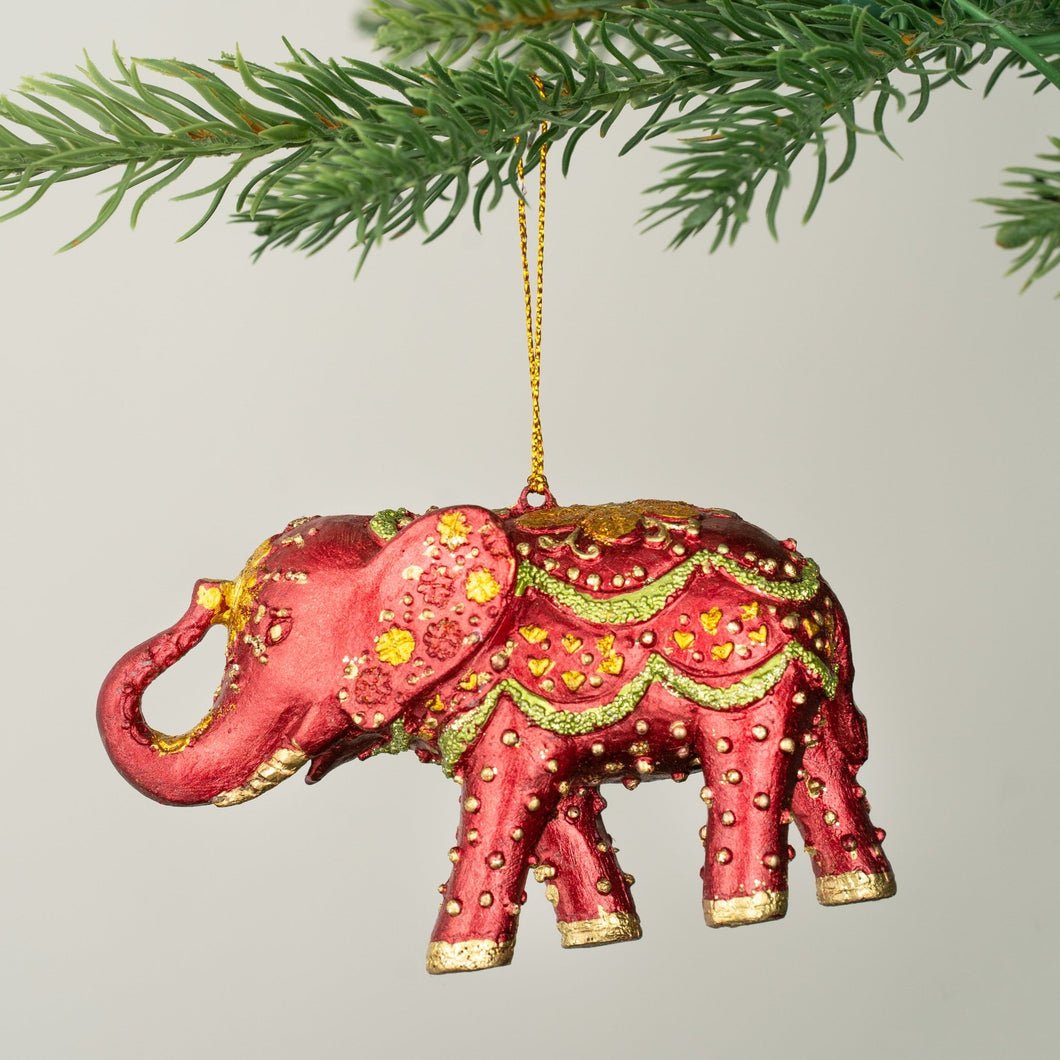 Antique Red Elephant Ornament - Set of 6 - ironyhome