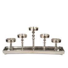 Antique Silver 5 Pillar Candle Holder Tray - ironyhome