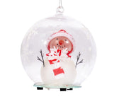 Ball Glass Ornament with Snowman Inside -Set of 4 - ironyhome