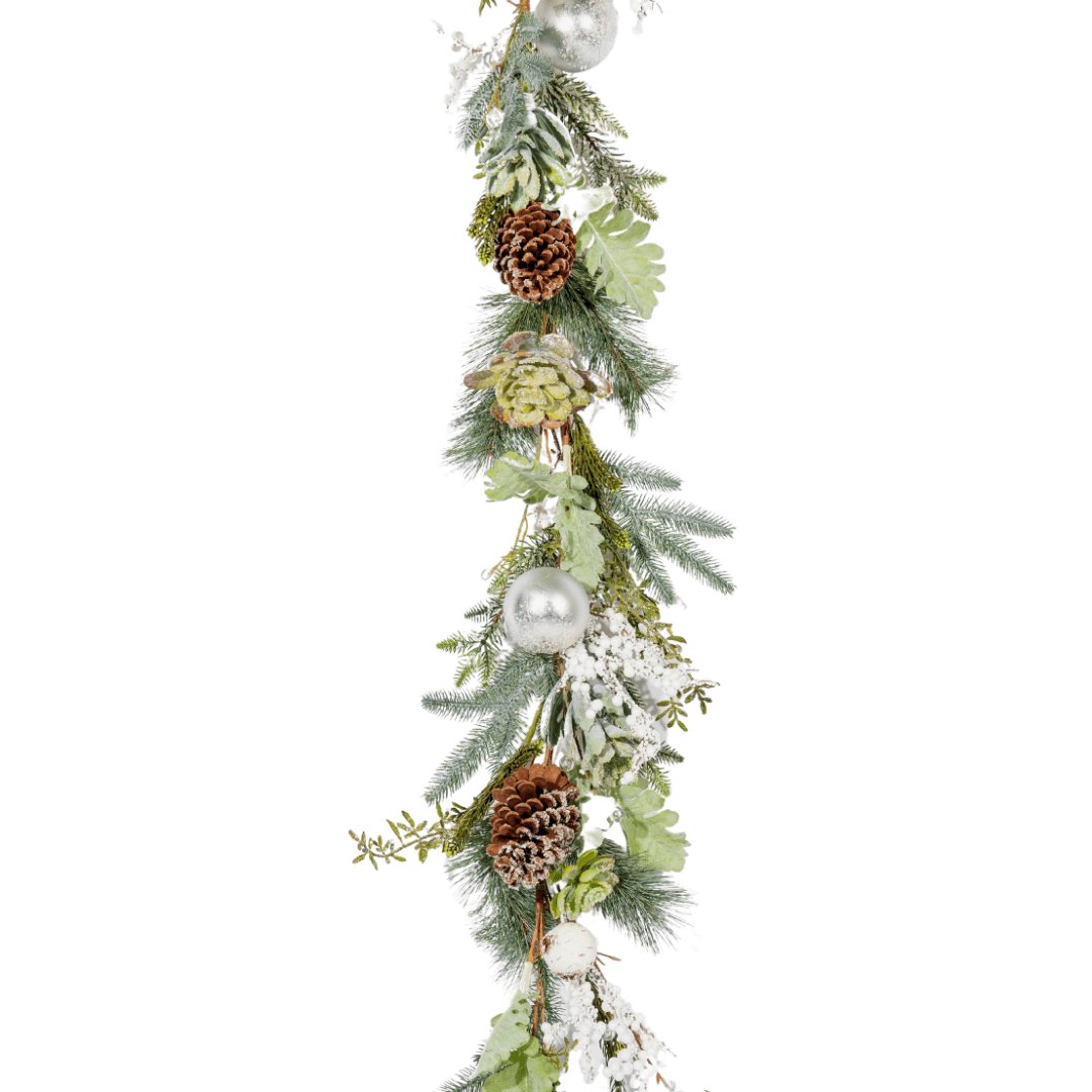 Ball Ornament and Sedum Festive Garland