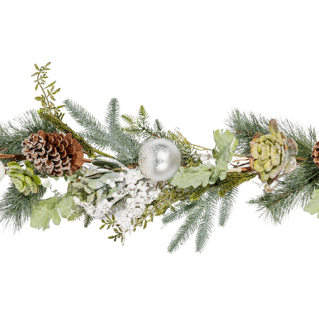 Ball Ornament and Sedum Festive Garland