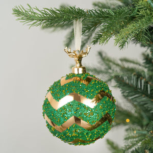 Ball Ornament with Reindeer Figurine