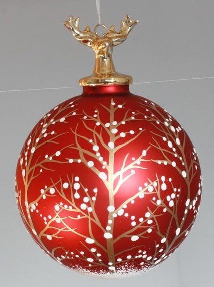 Ball Ornament with Reindeer Figurine