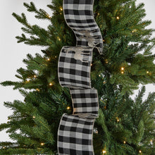Black & White Checkered Ribbon with Glitter Reindeer - ironyhome
