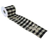 Black & White Checkered Ribbon with Glittered Reindeer - ironyhome