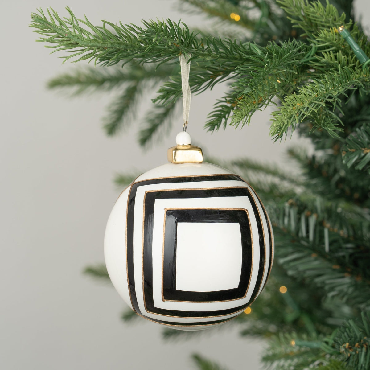 Concentric Squares Abstract Glass Ornament