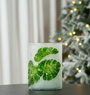 Blooming Green Tinted Glass Votive - 2 Styles - ironyhome