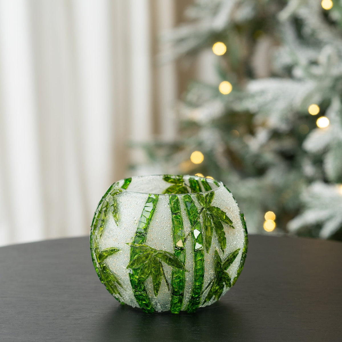 Blooming Green Tinted Glass Votive - 2 Styles